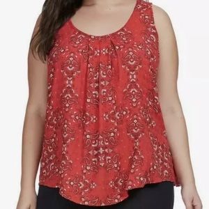 Lucky Brand Red Bandana Bohemian Tank Top sz 1X